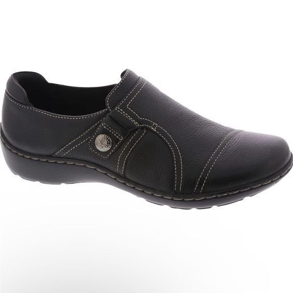 COPY - CLARKS WOMENS CORA POPPY BLACK TUMBLED 6 1/2 Comfy shoes - Picture 1 of 5